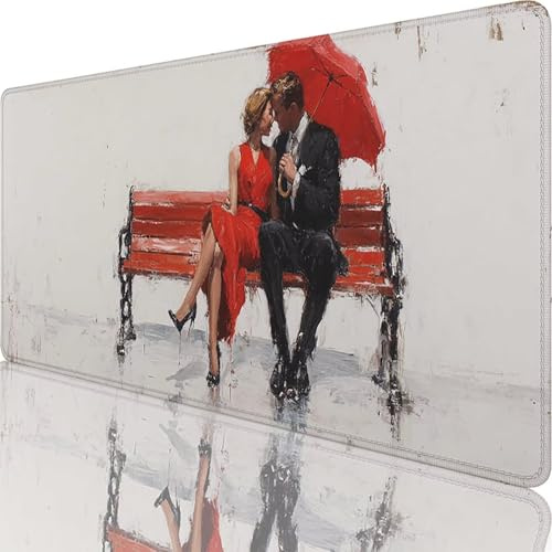 Tapis de Souris Rouge 600 x 400 x 4 mm Grand Tapis de Souris XXL Couple sous Main Bureau Gamer, à Bords Cousus, Base en Caoutchouc Antidérapante Mouse Pad pour PC, Portable, Decoration Maison l-2982