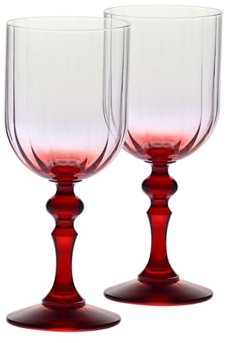 Krosno Weingläser 2er Set, 300 ml, Rot, Bubble Celebration Moments | Gläser Set, Bleifreies Kristall Weinglas für Rotwein, Rosé, Sommerdrinks und stilvolles Servieren am Tisch, Spülmaschinenfest