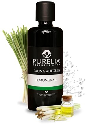 PURELIA Saunaaufguss Konzentrat Lemongras 100 ml natürlicher Sauna-aufguss - reine ätherische Öle