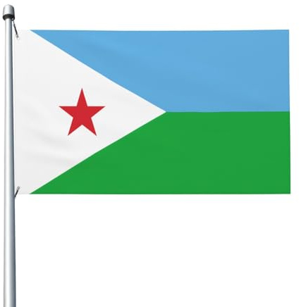 Luxuriöse Flagge von Dschibuti, bedruckt, reißfest, wasserdicht, wetterfest, farbecht, 90 x 150 cm