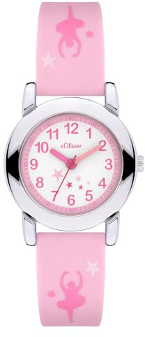 s.Oliver Kinderuhr- 27 mm - Gute Ablesbarkeit - widerstandsfähiges Silikonband - 3 ATM wasserfest - hoher analoge Armbanduhr für Mädchen mit Quarzwerk und verschiedenen Lieblingsmotiven- Geschenkidee
