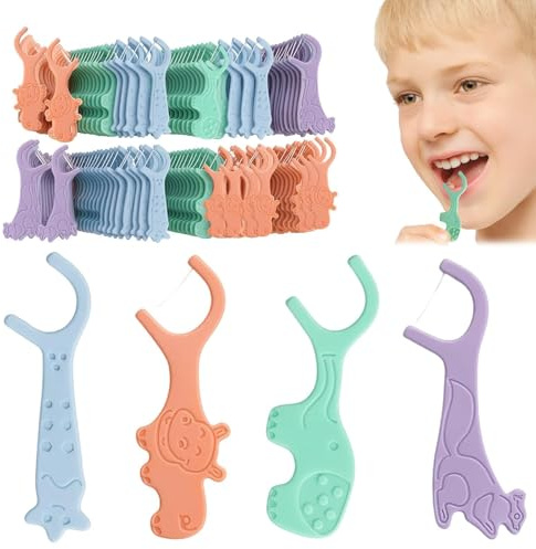 80 Stück Zahnseide Sticks extra sanft für Kinder, zur gründlichen Zahnreinigung und Pflege der Zahnzwischenräume, einfache Handhabung und auch geeignet für Brücken