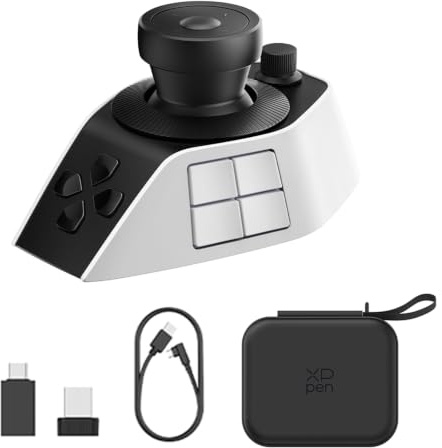 XP-Pen XPPen Pilot Pro Editing Console with 19 Customisable Keys & 3 Dials & Joystick, Bluetooth 5.3 Programmable Keyboard for Video/Photo Editing, Colour Grading, Works with DaVinci, Photoshop