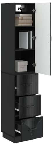 vidaXL Schrankset 2 pcs Schwarz 33 x 34,5 x 87 cm Holzwerkstoff, Effiziente Aufbewahrung, Moderner Schrank mit Schiebetür, Vielseitiger Organizer für Büro und Haushalt