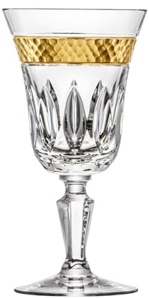 ARNSTADT KRISTALL Rotweinglas Bloom Gold (18,5 cm) Kristallglas mundgeblasen · von Hand geschliffen · Handmade in Germany · inkl. 24 Karat Goldrand