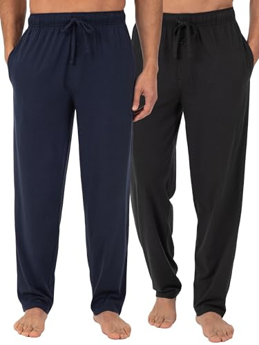Fruit of the Loom Herren-Schlaf-Pyjama, Lounge-Hose, Jersey, gestrickt, 1 oder 2 Stück