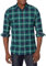 Amazon Essentials Men's Slim-Fit Long-Sleeved Button-Down Plaid Flannel Shirt, Green Navy Plaid, XL