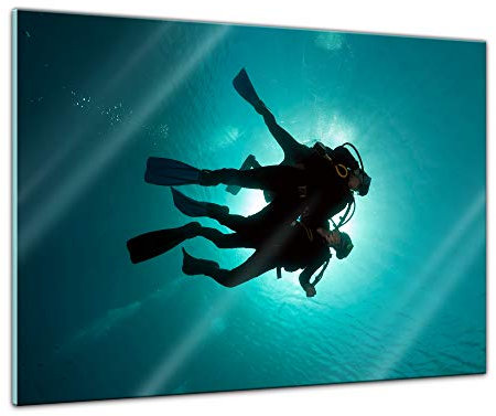 Bilderdepot24 Glasbild Taucher im roten Meer - 60 x 40 cm - Deko Glas - brilliante Farben, inkl. Aufhängung