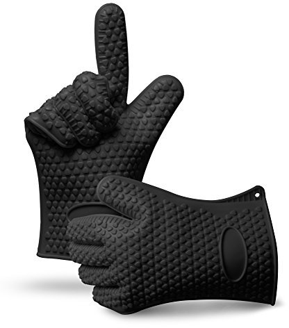 Timotech Rubber Kitchen Gloves Silicone Kitchen Gloves Waterproof Dishwasher Gloves Heat Resistant Oven Gloves (Black)