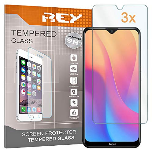 3X Protector de Pantalla para XIAOMI REDMI 8A, Cristal Vidrio Templado Premium