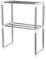 YORKING 2 Tier Microwave Oven Storage Rack Stainless Steel Microwave Shelf Expandable Countertop Stand Shelf with 4 Hooks Kitchen Stand Organiser Countertop Space Saver
