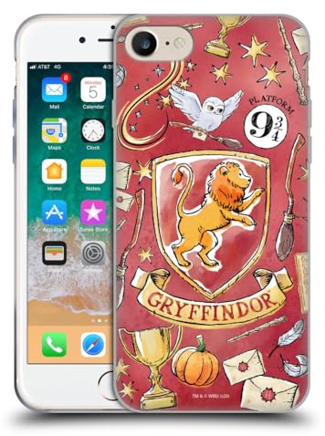 Head Case Designs Officially Licensed Harry Potter Gryffindor Pattern Deathly Hallows XIII Gel Case [Military Grade Protection] Compatible With Apple iPhone 7/8 / SE 2020 & 2022