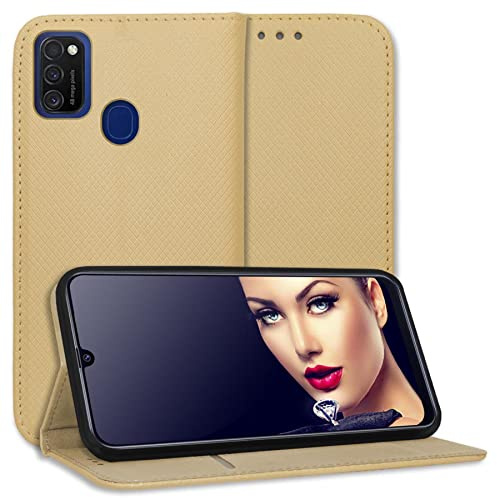 mtb more energy® Schutz-Tasche Smart Magnet kompatibel mit Samsung Galaxy M30s, Galaxy M21 (6.4'') - Gold - Bookstyle - Klapp-Cover Hülle Wallet Case