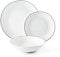 Excelsa Platinum Servizio Piatti 18 Pezzi, Porcellana, Bianchi con Bordo Argento