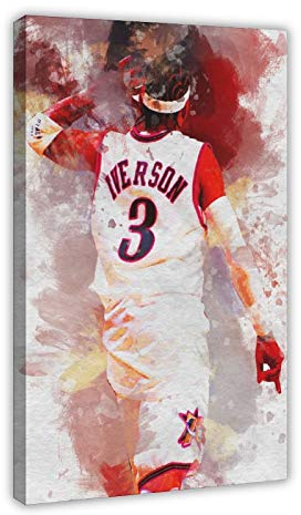 Allen Iverson Poster Basketball Poster 1 Leinwand Wandkunst Dekor Gemälde für Wohnzimmer Heimdekoration 50 × 75 cm Rahmen
