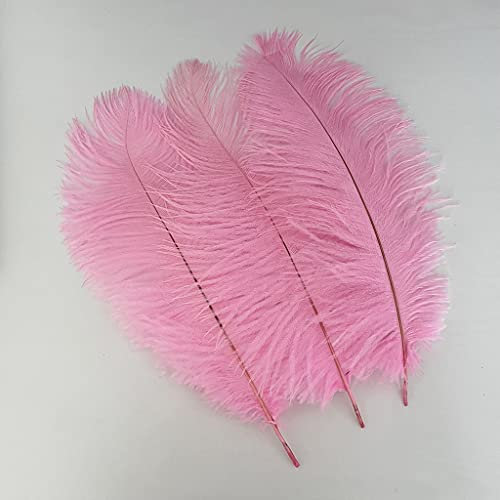 Lot de 20 plumes d'autruche naturelles de 25 à 30 cm pour décoration de mariage, costume de personnalisation et Halloween, carnaval, rose