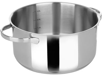 Moneta Allegro Inox Sauce Pan, Casserole avec 2 Poignées, Acier Inoxydable Résistant, Convient à Toutes les Plaques de Cuisson, Lavable au Lave-Vaisselle, 22 cm A00A160722