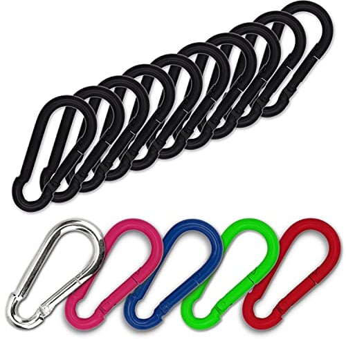 C.P.Sports 10x Karabinerhaken 80mm x 8mm | Stahl verzinkt, belastbar bis 250kg | robuste Karabiner Haken für Sport, Camping, Outdoor, Hobby, Freizeit oder Schlüsselanhänger | 10er Pack SCHWARZ