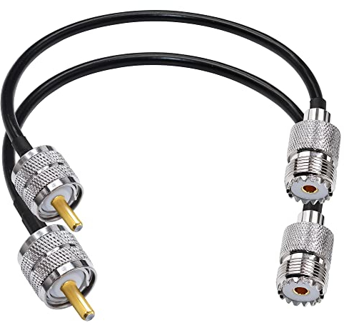 TUOLNK PL259 Cable de puente RG58 PL-259 UHF macho a hembra de baja pérdida SO239 CB Cable de radio de 20 pulgadas (50 cm) para escáneres de antena Analizador de red Paquete de 2