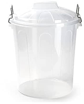 CABLEPELADO Cubo de Basura con tapa, Cubo basura Industrial, Cubo basura Plástico con asas metálicas, Contenedor residuos, 40 cm alto x 33 cm Diámetro superior, Capacidad 21 Litros, Transparente