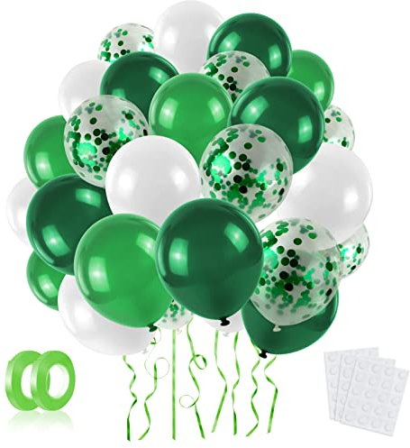 LAPONO Luftballons Grün Weiß Set,60pcs Birthday Konfetti Helium Ballon Langlebige Latex Ballons Girlande für Boy or Girl Hochzeit Geburtstag Graduierung Babyparty Bachelorette Party Jubiläum Deko