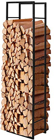 SoBuy SDA03-SCH Porte-Bûches de Cheminée Range-Bûches Solide en métal Support pour Bois de Chauffage Anthracite Range Bûches Grande Capacité Intérieur Extérieur - 45 x 30 x 170 cm