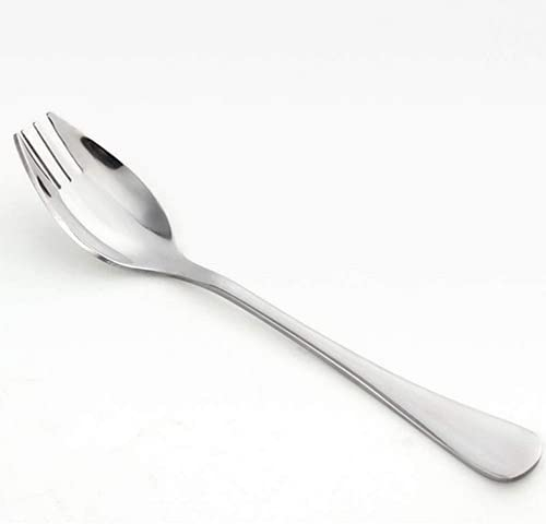 Juliyeh Stainless Steel Spork 6-Pack - Long Handle, Heavy Duty Metal Spoon & Fork for Home, Outdoor, Camping, Travel - Dishwasher Safe, Long-Lasting,Silver.