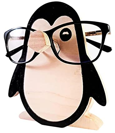INIFLM Brillenhalter aus Holz, handgefertigt, Pinguin-Form, Brillenständer, Sonnenbrillen-Präsentationsständer für Zuhause, Büro, Schreibtisch, Dekor-Zubehör
