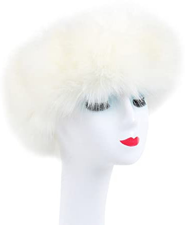 ihreesy Damen Kunstfellmütz,Faux Fuchs Warm Weich Pelz mütze beständig gegen Wind und Kälte Wintermütze Skimütze für Damen Mit Ohrenschützer Stilvolles Pelzmütze,Weiß