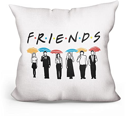 Kissenbezug mit Freundschaftsmotiven, Merchandise-Zitat, niedlicher Kissenbezug, Leinen, Heimdekoration, Geschenke, 45,7 x 45,7 cm, Braun