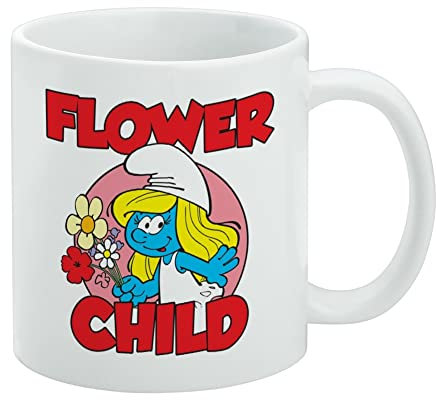 Keramik-Kaffeetasse mit Schlumpfingeblüte, Geschenkidee für Kaffee, Tee und heiße Getränke, 325 ml, Weiß