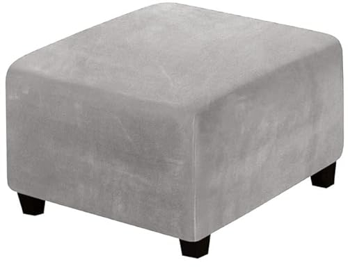 ZZDZW Sitzwürfel Bezug 33-45cm/62-76cm/80-100cm Bezug für Hocker Quadratisch Samt Ottomane Schonbezug Stretch Square Ottoman Covers waschbar Fußhocker hocker Husse (Color : Hellgrau, Size : 33-45cm)
