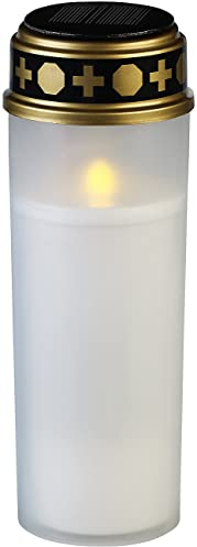 PEARL Grablicht: XXL-Solar-LED-Grabkerze mit Dauerlicht und Akku, 21 cm, weiß (LED Grablicht wasserdicht, Solar für Laterne, Beleuchtung)