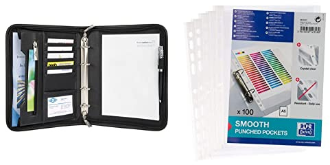 Wedo 585101 Konferenzmappe Elegance, schwarz & Oxford Prospekthüllen A5, Economy, DIN A5, glasklar,oben offen, 100Pack
