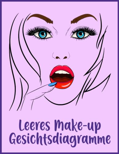 Leeres Make-up Gesichtsdiagramme: Leerer Arbeitsblatt-Organizer für Make-up-Liebhaber, Profis, große Modelle mit offenen Augen, Malbuch