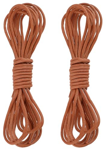 Simarro 2 Pares Cordones Encerados Marrones, Redondos Repelentes al Agua 2.5mm, Finos Resistentes al Desgarro, Elásticos 80-140cm (80cm)