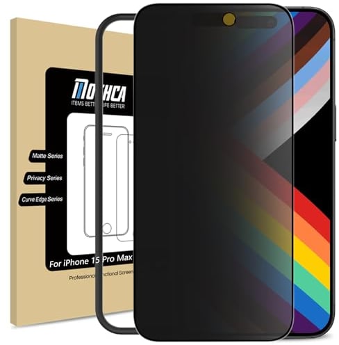 Mothca Matte Privacy Screen Protector for iPhone 15 Pro Max 6.7 inch, Anti-Spy Anti-Glare matt Tempered Glass, Anti-Fingerprint Shield Smooth & No Dark