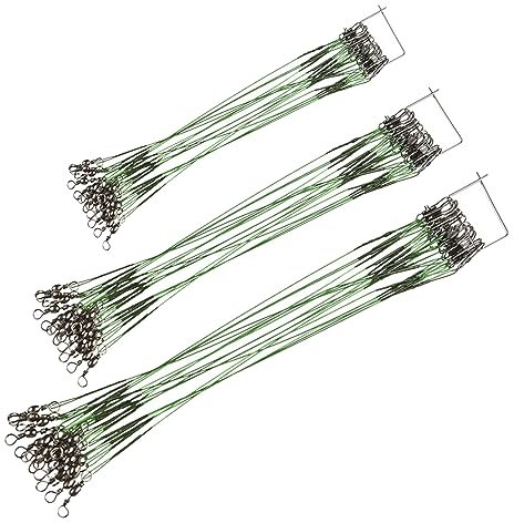 SEIWEI 72Pcs Fishing Wire Trace Leaders, 15CM/20CM/25CM, Stainless Steel Trace Leaders, Connect Fishing Tackle Lure Hook For Perch Zander Pike