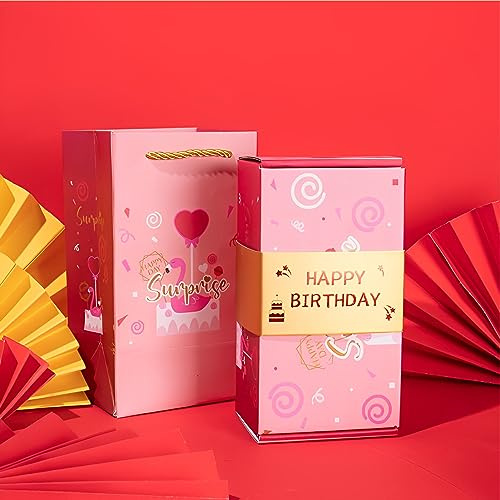 ACAREY Überraschungsbox für Weihnachtsdeko Herbstdeko Geschenkbox Geschenke für Frauen, Explosionsbox Frauen 30 40 50 Geburtstag Frauen, DIY Überraschungsbox Surprise Box (Rosa-A)