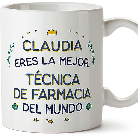 MUGFFINS Tazas Personalizadas para TÉCNICA DE FARMACIA mujer - En Español - Mejor del Mundo - 11 oz / 330 ml - Regalo Personalizable original y divertido