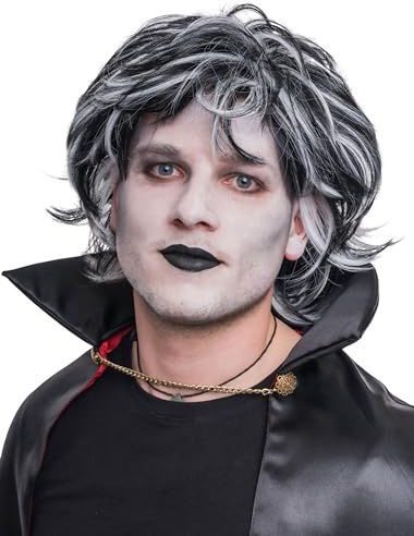 Perücke Kurzhaar rockig schwarz/weiß