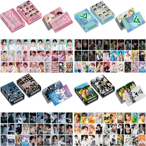 MeiYiYou Kpop Seventeen Photocards, 4 Pack/120 Pcs Seventeen Albums Lomo Cards for Greeting Collection