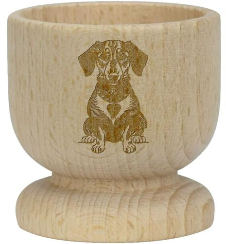 Azeeda EC00025560 Eierbecher aus Holz mit Dackel-Motiv