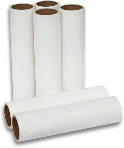 DrDirt Lint Roller Refills, 6 Rolls, 300 Sheets, for DrDirt 19 cm Roller | Replacement rolls designed only for the DrDirt 19 cm lint roller; 6 rolls with 50 sheets each for pet hair, lint and dust.