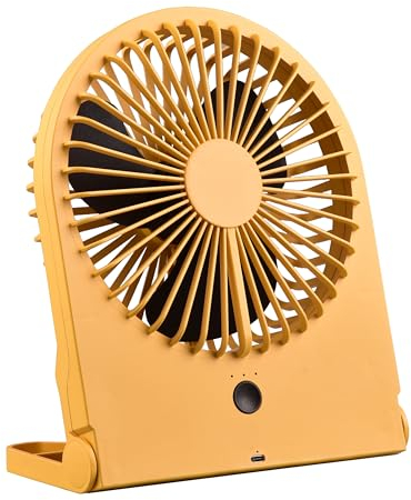 RL LIVE YOUR LIGHT Reality Leuchten Tisch Ventilator Breezy R044-83, Kunststoff Illuminate Gelb, 2 Watt, Akku Betrieb, USB-C, 3 Stufen