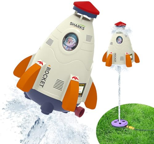 Foreverup Outdoor Water Rocket Toys,11 inch Water Rocket Outdoor Sprinkler Toy,Water Pressure Lift Sprinkler Toy for Summer Garden Water Play,for Ages 3+ Boys Girls Gift,White