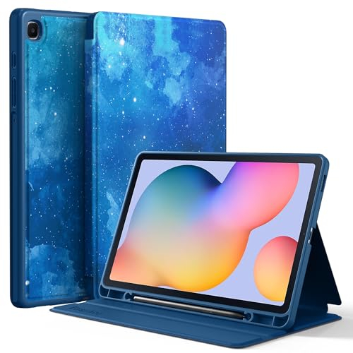 EasyAcc Case for Samsung Galaxy Tab S6 Lite 2024/2022/2020 10.4 inch, Book Cover with Pencil Holder, Folio Protective Case for Galaxy Tab S6 Lite (SM-P620/P625/P610/P613/P615/P619),Blue Star