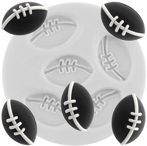 MINFEIDMS Moules en silicone en forme de boule de rugby pour décoration de gâteaux en sucre, pâte à sucre, pâte à sucre, pâte polymère