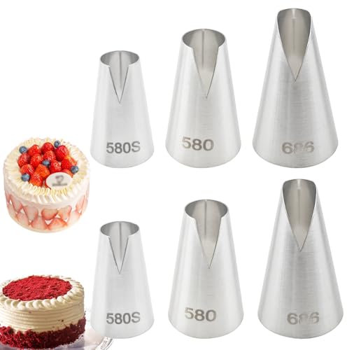 6 PACK Russian Piping Tips Set, V-shaped Wave Nozzles Piping Kit, Large Piping Tips Cupcake Tips for DIY Cream Rose Flower Piping, Cupcake Pastry & Cake Decorating