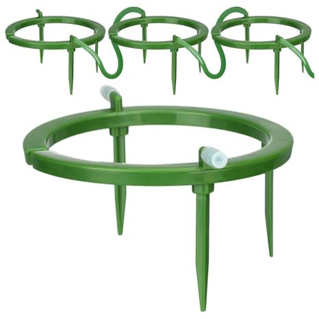 Borimend 4 Set Water Ring 5In W 3 Leg Support Drip Emitter Drip Ring with Built in 1/8 in Barbed Inlet Fitting 3 Removable Stakes Easy Install
